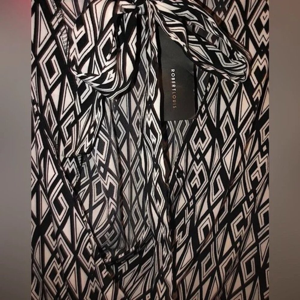 Robert Louis Black & White Jumpsuit With Belt | M